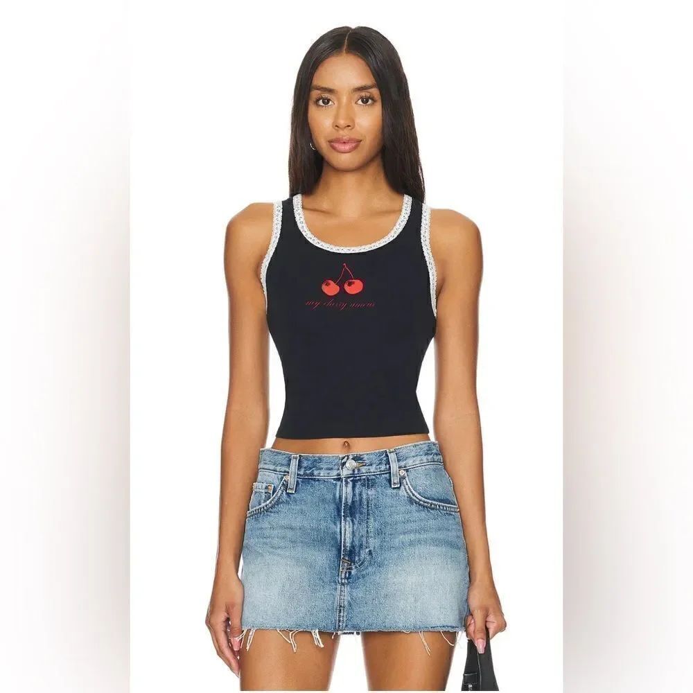 Daydreamer lace tank top camisole “my cherry amour” Y2K Lace Cami Top. Small